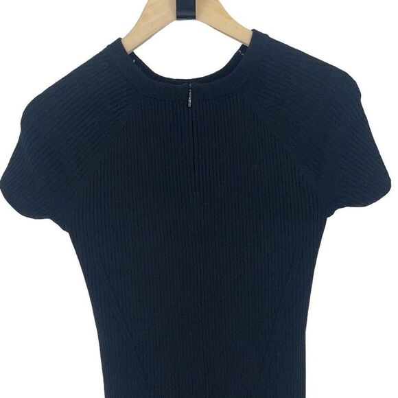 Tory Burch Womens Pony Dot Merino Wool Leopard Gemma Sweater Dress Black Size XS - Picture 6 of 11